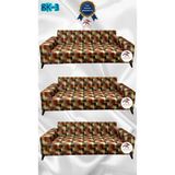 Baskı Desenli Elastik Esnek Kadife Koruyucu Giydirme Koltuk Örtüsü - Bk-03 - 3+3+3 (3 Parça Set) - 10 x 10 cm - Sarı