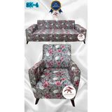 Baskı Desenli Elastik Esnek Kadife Koruyucu Giydirme Koltuk Örtüsü - Bk-04 - 3+1 (2 Parça Set) - 10 x 10 cm - Kakao