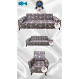 Baskı Desenli Elastik Esnek Kadife Koruyucu Giydirme Koltuk Örtüsü - Bk-04 - 3+2+1 (3 Parça Set) - 10 x 10 cm - Kakao
