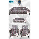 Baskı Desenli Elastik Esnek Kadife Koruyucu Giydirme Koltuk Örtüsü - Bk-04 - 3+2+1+1 (4 Parça Set) - 10 x 10 cm - Kakao