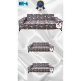 Baskı Desenli Elastik Esnek Kadife Koruyucu Giydirme Koltuk Örtüsü - Bk-04 - 3+2+2 (3 Parça Set) - 10 x 10 cm - Kakao