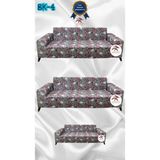 Baskı Desenli Elastik Esnek Kadife Koruyucu Giydirme Koltuk Örtüsü - Bk-04 - 3+3+2 (3 Parça Set) - 10 x 10 cm - Kakao