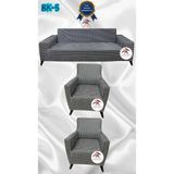 Baskı Desenli Elastik Esnek Kadife Koruyucu Giydirme Koltuk Örtüsü - Bk-05 - 3+1+1 (3 Parça Set) - 10 x 10 cm - Beyaz