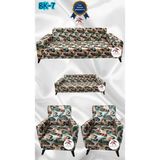 Baskı Desenli Elastik Esnek Kadife Koruyucu Giydirme Koltuk Örtüsü - Bk-07 - 3+2+1+1 (4 Parça Set) - 10 x 10 cm - Haki