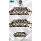Baskı Desenli Elastik Esnek Kadife Koruyucu Giydirme Koltuk Örtüsü - Bk-07 - 3+3+2 (3 Parça Set) - 10 x 10 cm - Haki