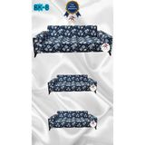 Baskı Desenli Elastik Esnek Kadife Koruyucu Giydirme Koltuk Örtüsü - Bk-08 - 3+2+2 (3 Parça Set) - 10 x 10 cm - Mavi