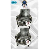 Baskı Desenli Elastik Esnek Kadife Koruyucu Giydirme Koltuk Örtüsü - Bk-09 - 1+1 (2 Parça Set) - 10 x 10 cm - Altın