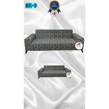 Baskı Desenli Elastik Esnek Kadife Koruyucu Giydirme Koltuk Örtüsü - Bk-09 - 3+2 (2 Parça Set) - 10 x 10 cm - Altın