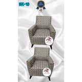 Baskı Desenli Elastik Esnek Kadife Koruyucu Giydirme Koltuk Örtüsü - Bk-10 - 1+1 (2 Parça Set) - 10 x 10 cm - Çok Renkli