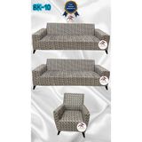 Baskı Desenli Elastik Esnek Kadife Koruyucu Giydirme Koltuk Örtüsü - Bk-10 - 3+3+1 (3 Parça Set) - 10 x 10 cm - Çok Renkli