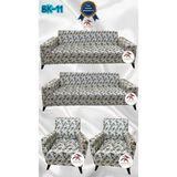 Baskı Desenli Elastik Esnek Kadife Koruyucu Giydirme Koltuk Örtüsü - Bk-11 - 3+3+1+1 (4 Parça Set) - 10 x 10 cm - Pembe