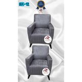 Baskı Desenli Elastik Esnek Kadife Koruyucu Giydirme Koltuk Örtüsü - Bk-12 - 1+1 (2 Parça Set) - 10 x 10 cm - Gümüş