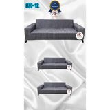 Baskı Desenli Elastik Esnek Kadife Koruyucu Giydirme Koltuk Örtüsü - Bk-12 - 3+2+2 (3 Parça Set) - 10 x 10 cm - Gümüş