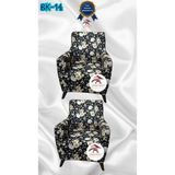 Baskı Desenli Elastik Esnek Kadife Koruyucu Giydirme Koltuk Örtüsü - Bk-14 - 1+1 (2 Parça Set) - 10 x 10 cm - Siyah