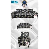 Baskı Desenli Elastik Esnek Kadife Koruyucu Giydirme Koltuk Örtüsü - Bk-14 - 3+2+1 (3 Parça Set) - 10 x 10 cm - Siyah