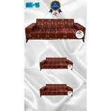 Baskı Desenli Elastik Esnek Kadife Koruyucu Giydirme Koltuk Örtüsü - Bk-15 - 3+2+2 (3 Parça Set) - 10 x 10 cm - Turuncu