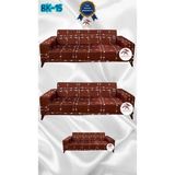 Baskı Desenli Elastik Esnek Kadife Koruyucu Giydirme Koltuk Örtüsü - Bk-15 - 3+3+2 (3 Parça Set) - 10 x 10 cm - Turuncu