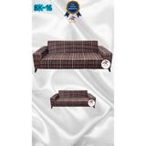 Baskı Desenli Elastik Esnek Kadife Koruyucu Giydirme Koltuk Örtüsü - Bk-16 - 3+2 (2 Parça Set) - 10 x 10 cm - Kahverengi