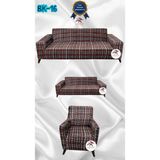 Baskı Desenli Elastik Esnek Kadife Koruyucu Giydirme Koltuk Örtüsü - Bk-16 - 3+2+1 (3 Parça Set) - 10 x 10 cm - Kahverengi