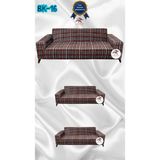 Baskı Desenli Elastik Esnek Kadife Koruyucu Giydirme Koltuk Örtüsü - Bk-16 - 3+2+2 (3 Parça Set) - 10 x 10 cm - Kahverengi