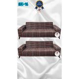 Baskı Desenli Elastik Esnek Kadife Koruyucu Giydirme Koltuk Örtüsü - Bk-16 - 3+3 (2 Parça Set) - 10 x 10 cm - Kahverengi