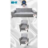 Baskı Desenli Elastik Esnek Kadife Koruyucu Giydirme Koltuk Örtüsü - Bk-17 - 3+1+1 (3 Parça Set) - 10 x 10 cm - Bej