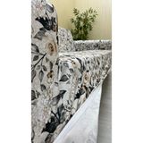 Baskı Desenli Elastik Esnek Kadife Koruyucu Giydirme Koltuk Örtüsü - Bk-18 - 1+1 (2 Parça Set) - 10 x 10 cm - Ekru