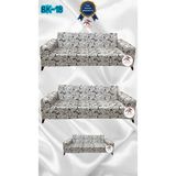 Baskı Desenli Elastik Esnek Kadife Koruyucu Giydirme Koltuk Örtüsü - Bk-18 - 3+3+2 (3 Parça Set) - 10 x 10 cm - Ekru