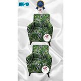 Baskı Desenli Elastik Esnek Kadife Koruyucu Giydirme Koltuk Örtüsü - Bk-19 - 1+1 (2 Parça Set) - 10 x 10 cm - Turkuaz