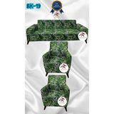 Baskı Desenli Elastik Esnek Kadife Koruyucu Giydirme Koltuk Örtüsü - Bk-19 - 3+1+1 (3 Parça Set) - 10 x 10 cm - Turkuaz