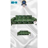 Baskı Desenli Elastik Esnek Kadife Koruyucu Giydirme Koltuk Örtüsü - Bk-19 - 3+2 (2 Parça Set) - 10 x 10 cm - Turkuaz