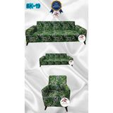 Baskı Desenli Elastik Esnek Kadife Koruyucu Giydirme Koltuk Örtüsü - Bk-19 - 3+2+1 (3 Parça Set) - 10 x 10 cm - Turkuaz