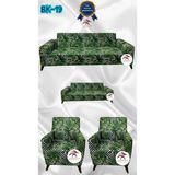 Baskı Desenli Elastik Esnek Kadife Koruyucu Giydirme Koltuk Örtüsü - Bk-19 - 3+2+1+1 (4 Parça Set) - 10 x 10 cm - Turkuaz