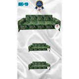 Baskı Desenli Elastik Esnek Kadife Koruyucu Giydirme Koltuk Örtüsü - Bk-19 - 3+2+2 (3 Parça Set) - 10 x 10 cm - Turkuaz