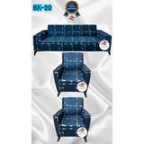 Baskı Desenli Elastik Esnek Kadife Koruyucu Giydirme Koltuk Örtüsü - Bk-20 - 3+1+1 (3 Parça Set) - 10 x 10 cm - Lacivert