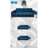 Baskı Desenli Elastik Esnek Kadife Koruyucu Giydirme Koltuk Örtüsü - Bk-20 - 3+2+2 (3 Parça Set) - 10 x 10 cm - Lacivert
