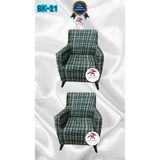 Baskı Desenli Elastik Esnek Kadife Koruyucu Giydirme Koltuk Örtüsü - Bk-21 - 1+1 (2 Parça Set) - 10 x 10 cm - Yeşil