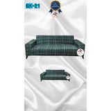 Baskı Desenli Elastik Esnek Kadife Koruyucu Giydirme Koltuk Örtüsü - Bk-21 - 3+2 (2 Parça Set) - 10 x 10 cm - Yeşil