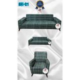 Baskı Desenli Elastik Esnek Kadife Koruyucu Giydirme Koltuk Örtüsü - Bk-21 - 3+2+1 (3 Parça Set) - 10 x 10 cm - Yeşil