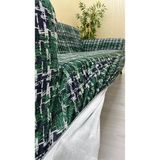 Baskı Desenli Elastik Esnek Kadife Koruyucu Giydirme Koltuk Örtüsü - Bk-21 - 3+3+3 (3 Parça Set) - 10 x 10 cm - Yeşil