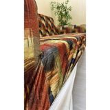 Baskı Desenli Elastik Esnek Kadife Koruyucu Kolsuz Koltuk Örtüsü - Bk-03 - 3+3 (2 Parça Set) - 10 x 10 cm - Sarı