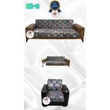 Baskı Desenli Elastik Esnek Kadife Koruyucu Kolsuz Koltuk Örtüsü - Bk-13 - 3+2+1 (3 Parça Set) - 10 x 10 cm - Gri