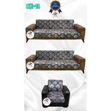 Baskı Desenli Elastik Esnek Kadife Koruyucu Kolsuz Koltuk Örtüsü - Bk-13 - 3+3+1 (3 Parça Set) - 10 x 10 cm - Gri