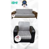 Baskı Desenli Elastik Esnek Kadife Koruyucu Kolsuz Koltuk Örtüsü - Bk-17 - 3+1 (2 Parça Set) - 10 x 10 cm - Bej