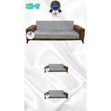 Baskı Desenli Elastik Esnek Kadife Koruyucu Kolsuz Koltuk Örtüsü - Bk-17 - 3+2+2 (3 Parça Set) - 10 x 10 cm - Bej