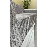 Baskı Desenli Elastik Esnek Kadife Koruyucu Kolsuz Koltuk Örtüsü - Bk-17 - 3+3 (2 Parça Set) - 10 x 10 cm - Bej