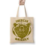 Baskı Dükkanı American Grizzly Bez Çanta