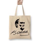 Baskı Dükkanı Atatürk İmzalı 2 Bez Çanta