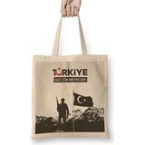 Baskı Dükkanı Ayyıldız Türkiye Diz Çökmeyecek Türk Bayrağı Bez Çanta