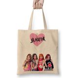 Baskı Dükkanı Blackpink 003 Bez Uzun Saplı Krem Rengi Çanta